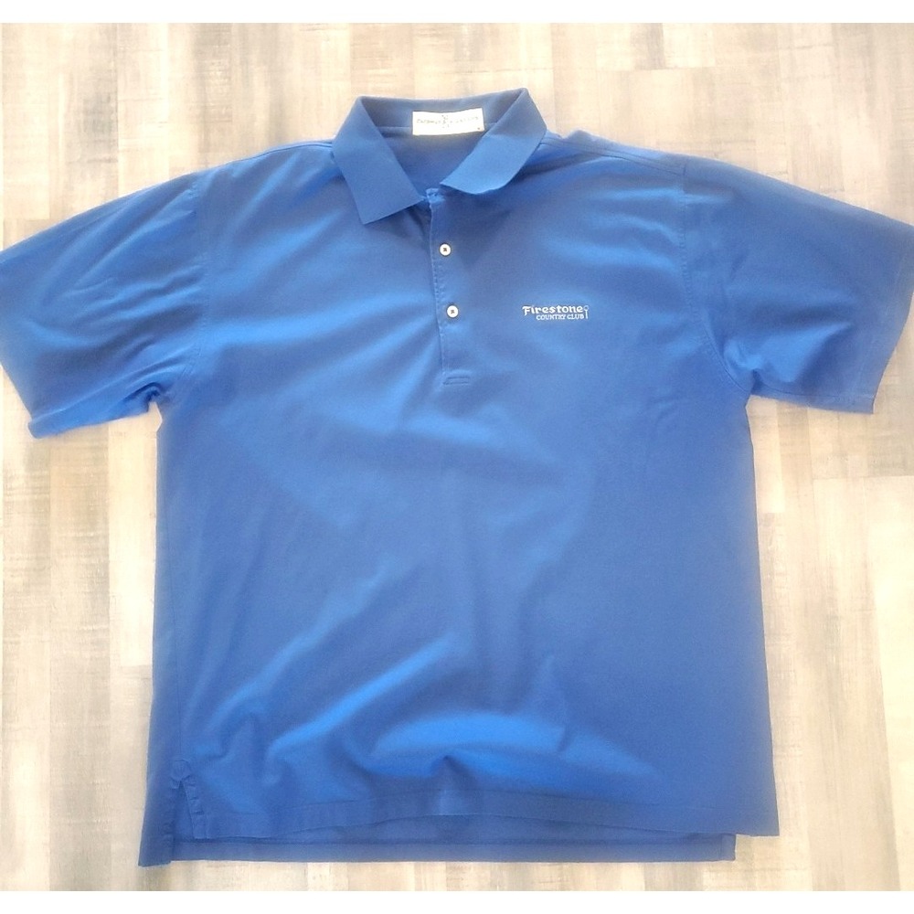 Men's Fairway & Greene Polo Shirt L 100% Cotton Firestone Country Club Blue